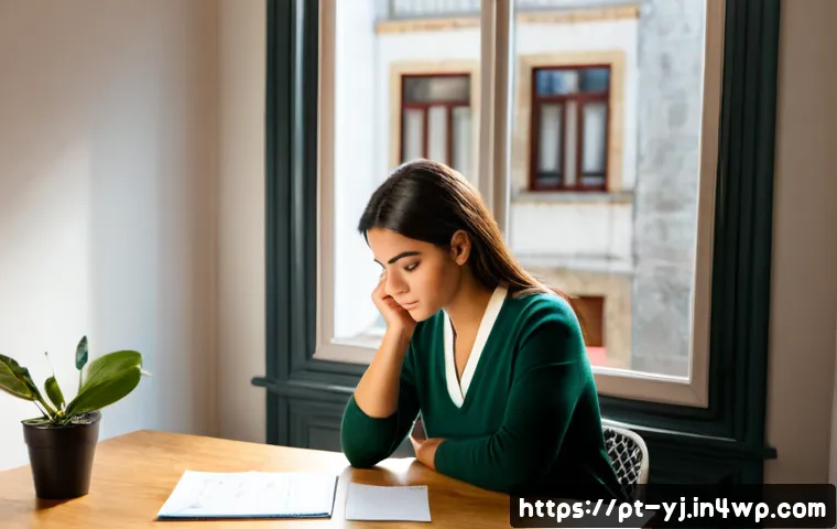 Home 17 메타인지 연습이 필요한 이유 - Photorealistic Portuguese-speaking adult at a bright home office desk in Lisbon, pausing before maki...